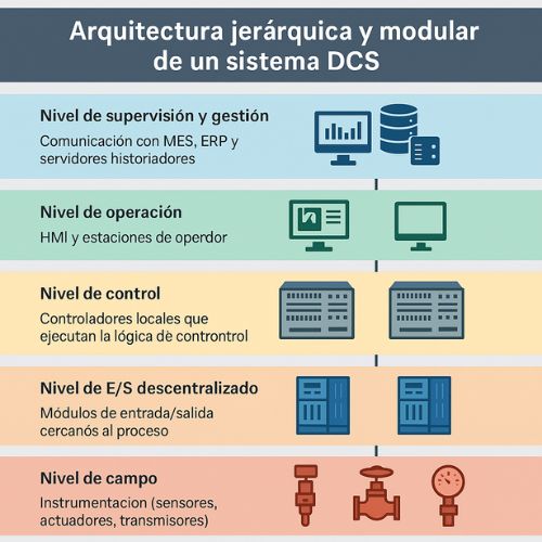 Arquitectura y niveles de un sistema de control distribuido DCS